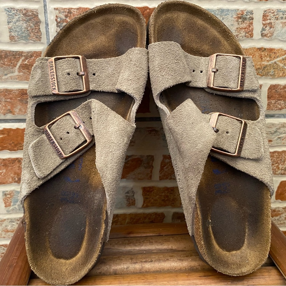 Pre-owned Birkenstock Arizona Beige Suede Sandal 38/7 Women’s